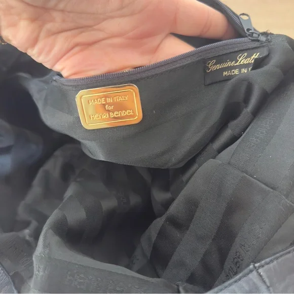 Henri Bendel Black Leather Tote Bag | Slouchy Shoulder Carryall - Picture 6 of 6